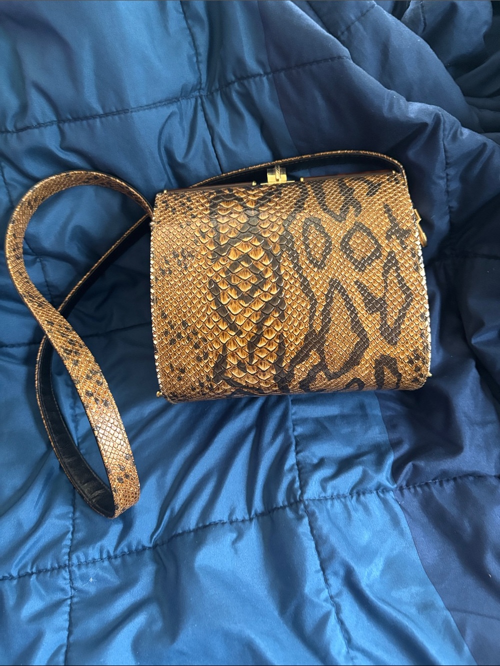 Vintage faux Snakeskin Crossbody bag in Brown and Black